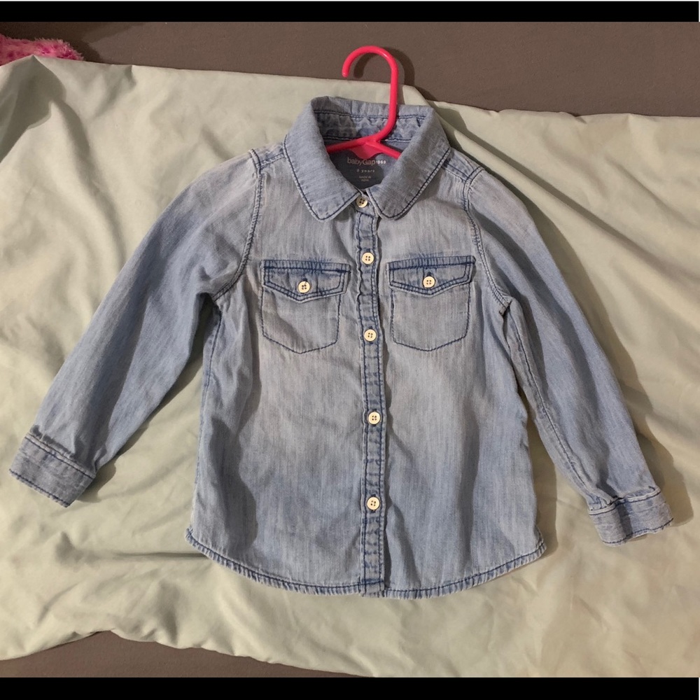 Baby Gap Girls Button Up Denim Long Sleeve Shirt